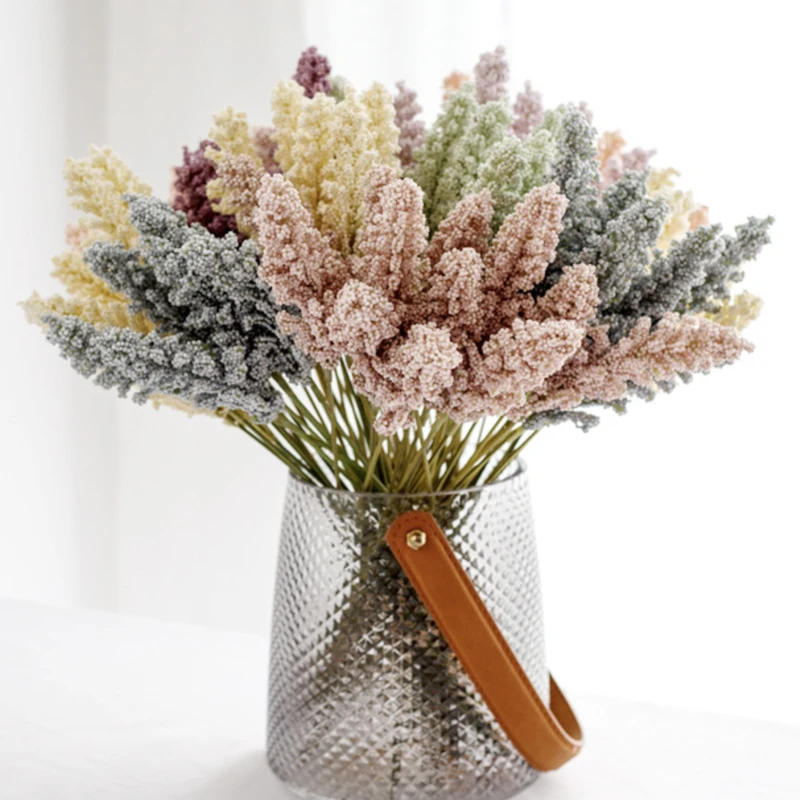 Cheap Artificial Flower 6 Pieces /Bundle PE Lavender Wholesale Plant Wall Decoration Bouquet Material Manual Diy Vases for Home