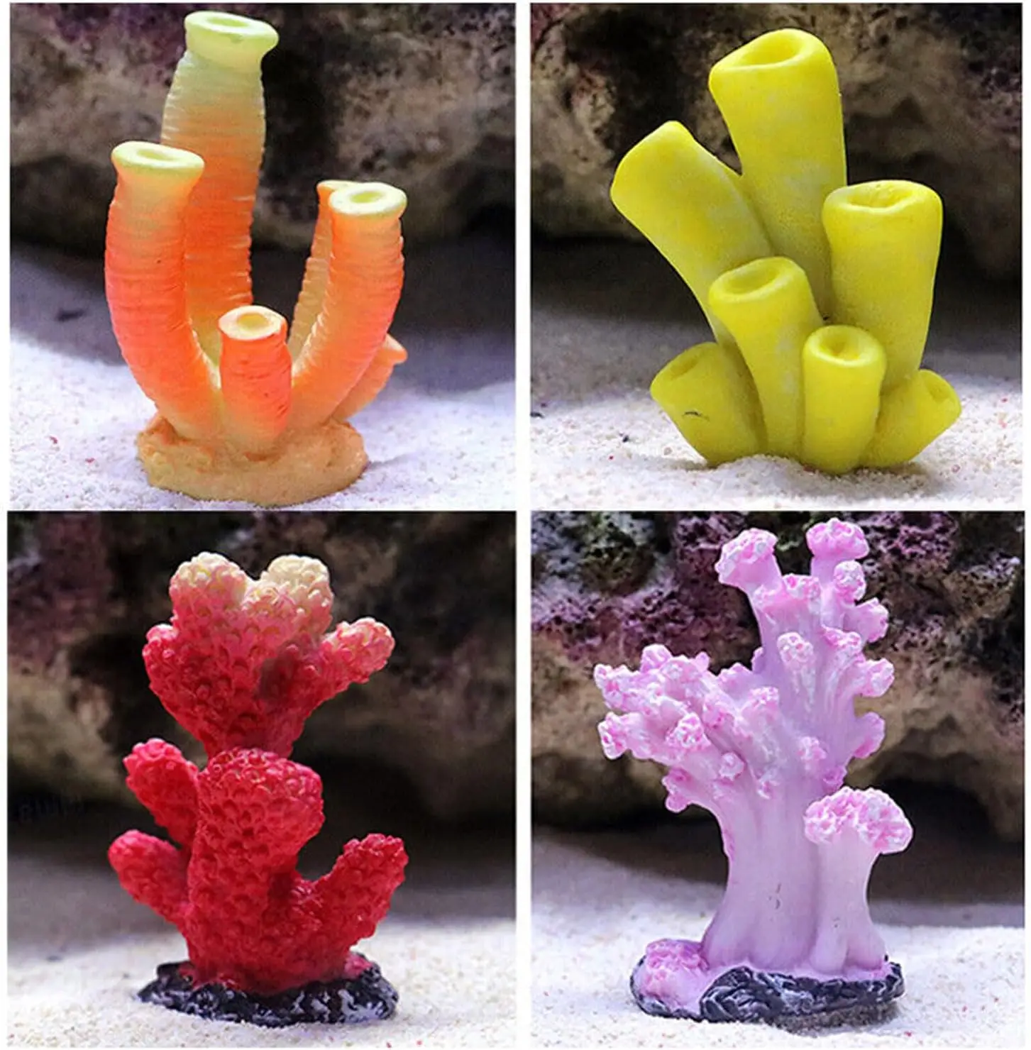 Decorations Colorful Coral Reef,Resin Simulation Coral Reef, Artificial Coral Plant for Aquarium Fish Tank Accessories