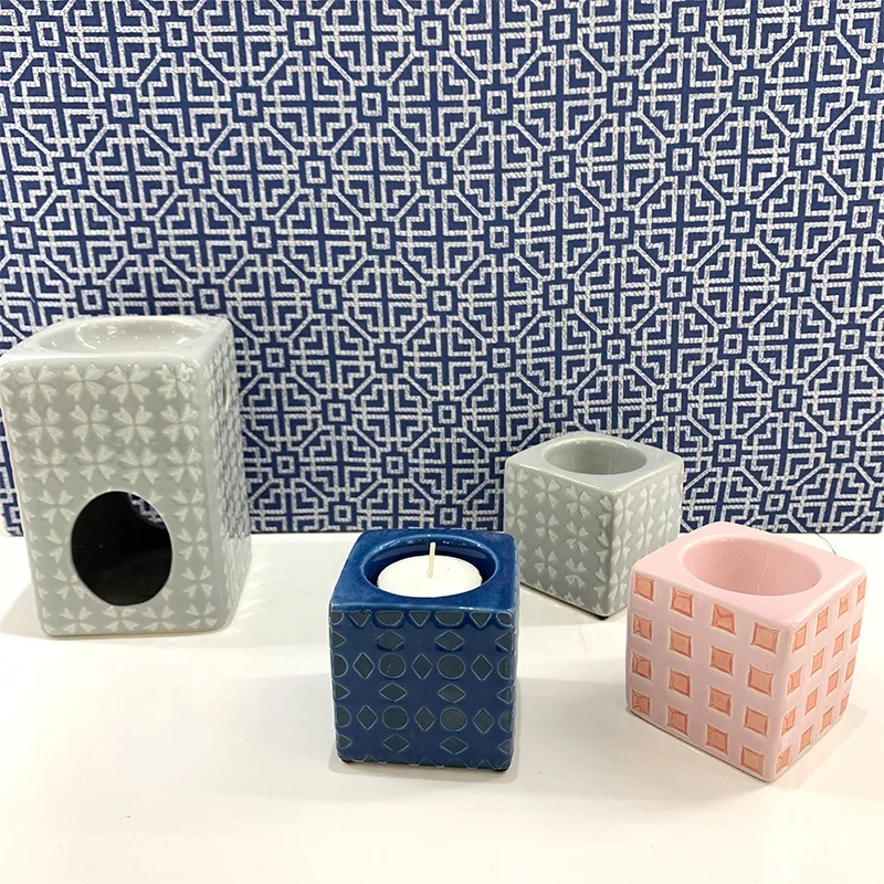 Wholesale Home Decor Custom Stoneware Ceramic Tealight Candle Holder wedding decor candlestick tea light candle holder