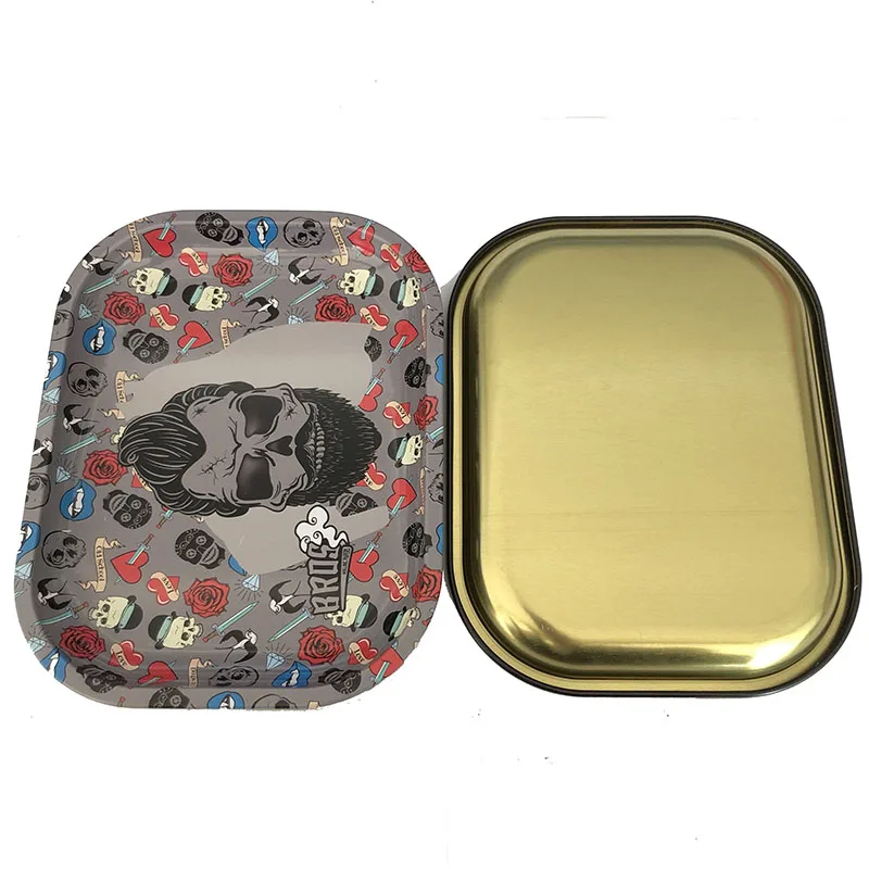 bros Custom logo tobacco Smoking tray Rolling Paper tin plate smoking rolling tray