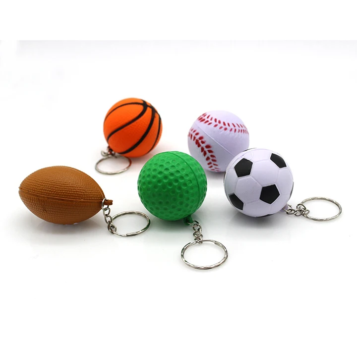 Wholesale PU Foam 3D Mini Football Basketball Ball Keychain