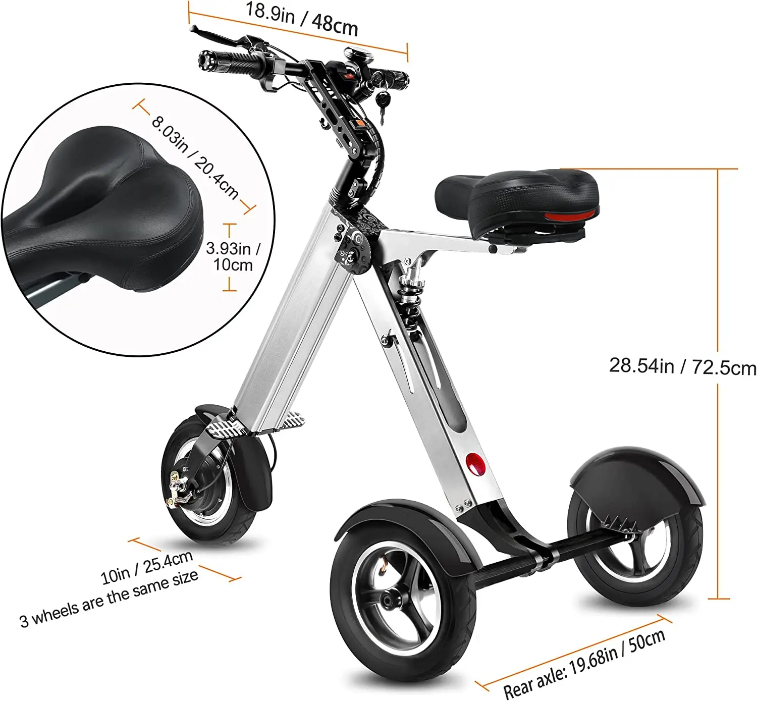 TopMate ES32 Electric Scooter Mini Tricycle for Adult, Folding Electric Mobility Scooter with 10 Inch Pneumatic Tires