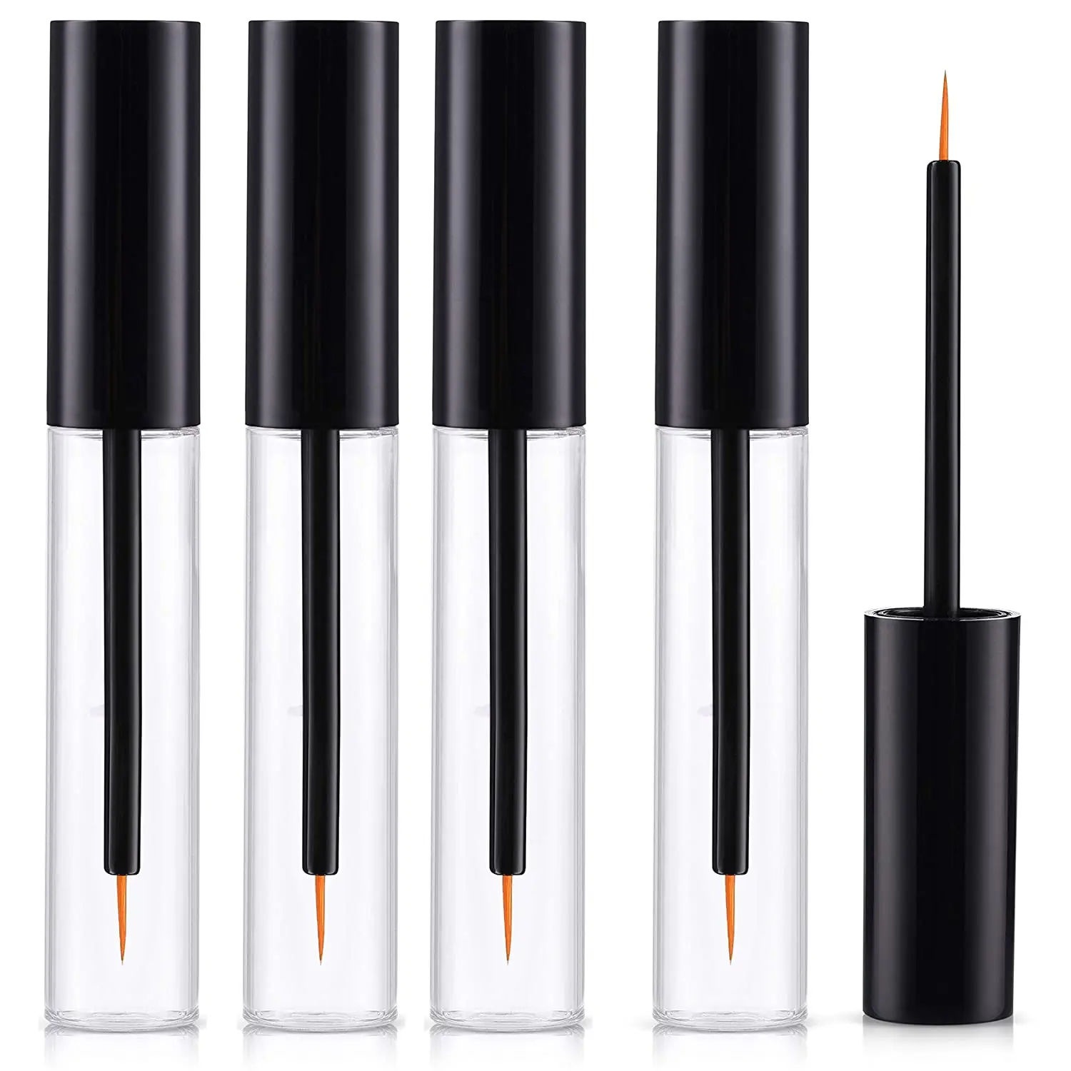 Free sample empty black white silver gold mascara tubes with brush 10ml plastic lip gloss vial liquid eyeliner tubes