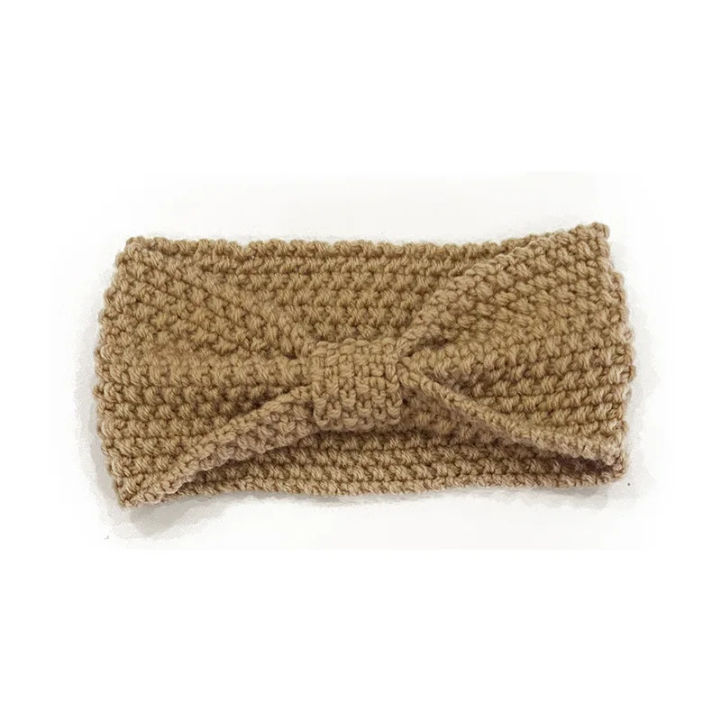Factory Wholesale Wool Knitting Wide Headband Simple Corn Kernel Handmade Knitted Wool Elastic Headband For Women