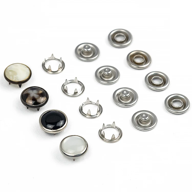 OEM garment accessories zinc alloy cover custom baby snap button press metal prong pearl ring snap button