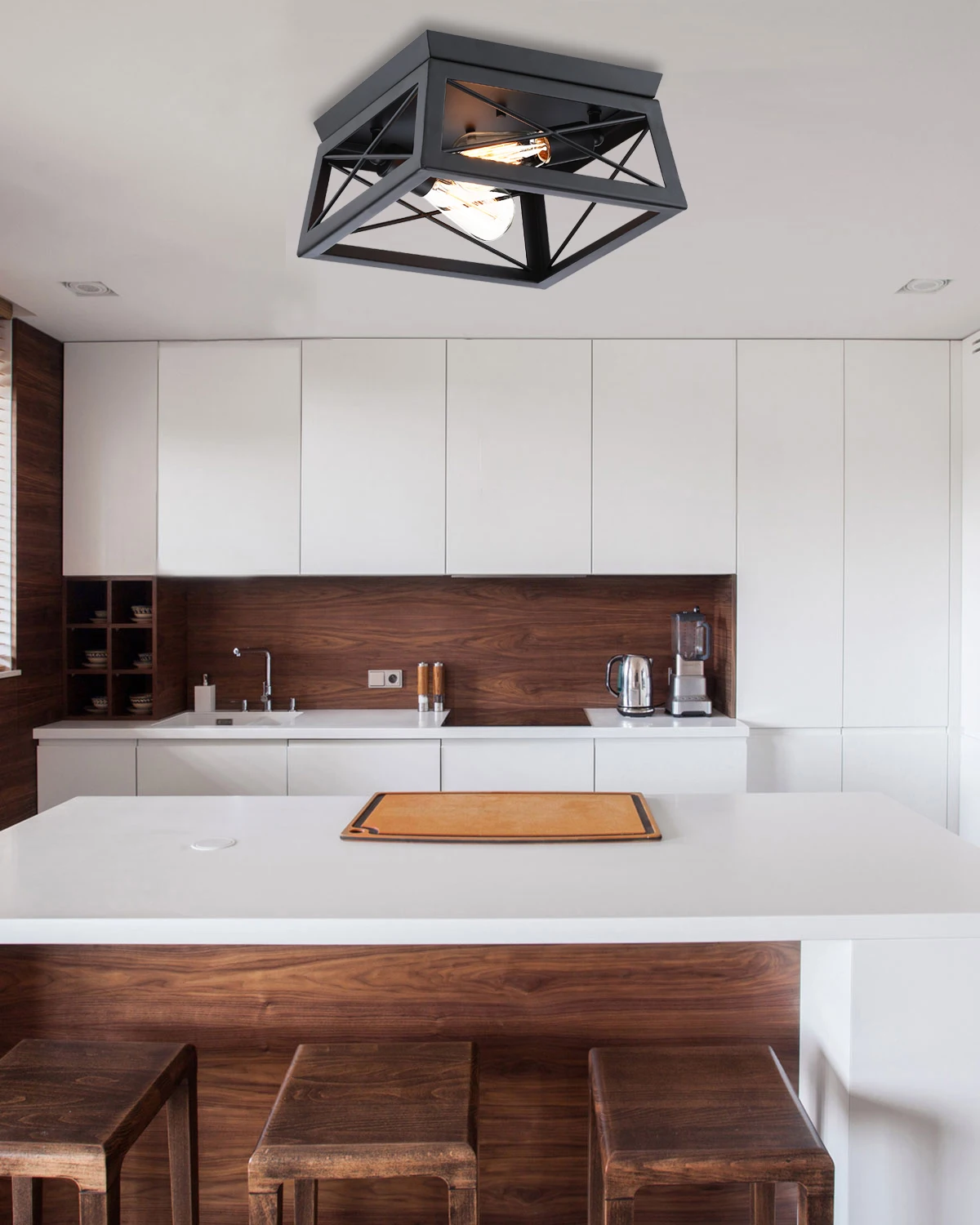 Wrought Studio Fixture Black Finish Farmhouse Ceiling Light Balcony Flush Mount Ceiling Light