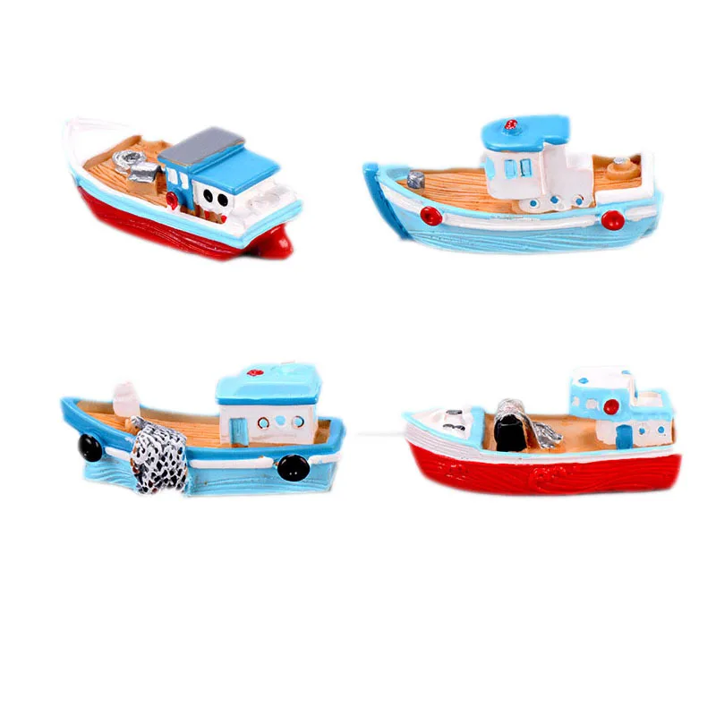 DIY Dollhouse Miniature Toy Mediterranean Fishing Boat Figurine Car Sand Table Landscaping Decoration