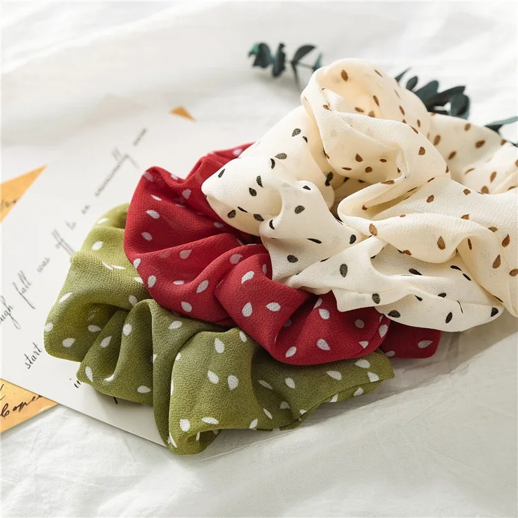 Fashion small dot printed fabric hair bands high grade hair tie big scrunchies for hair 2020 elastic for women
