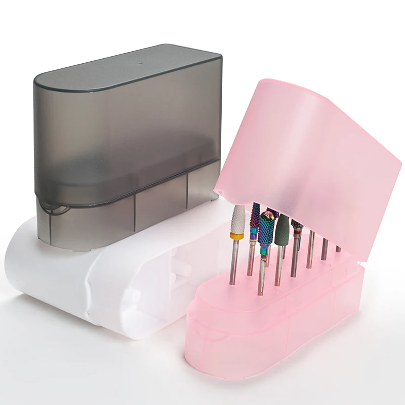 Nail polish head storage box Dust-proof 12-hole grinding head storage display box Semi-transparent portable grinding head box