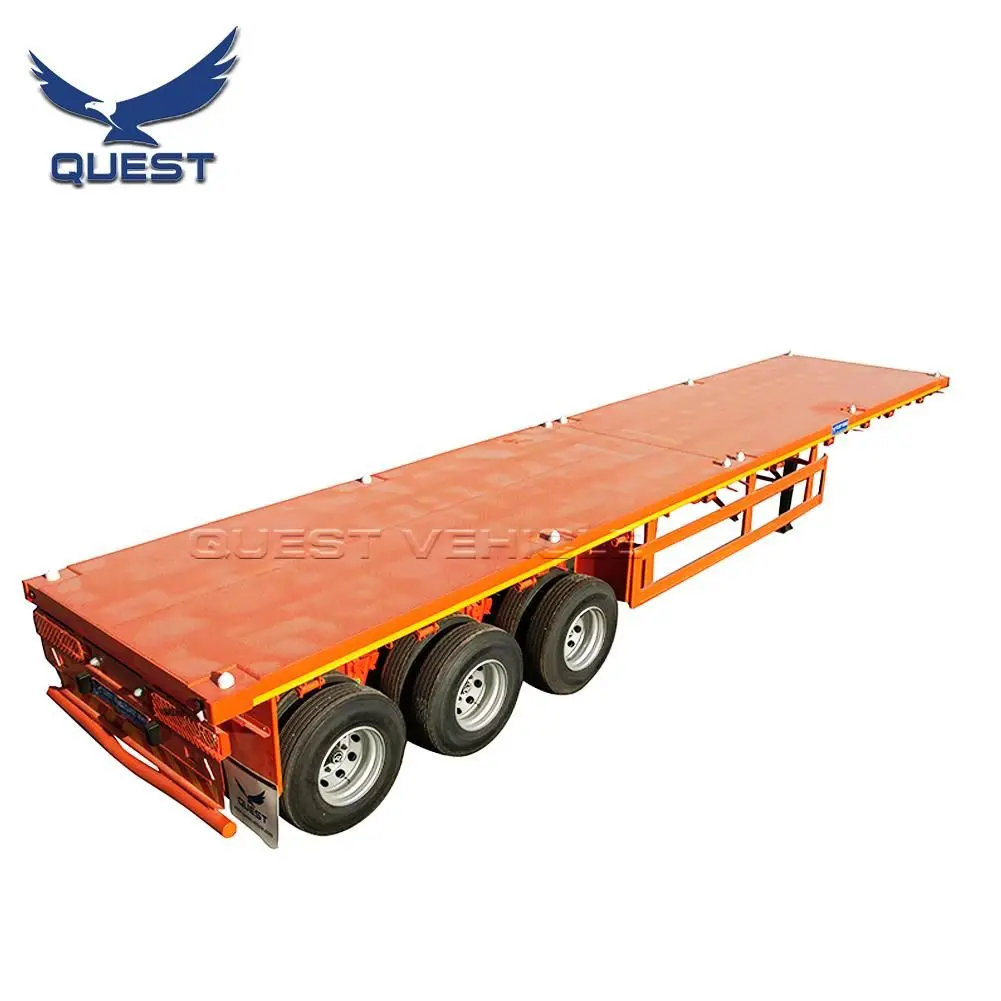 China Manufacturer Customized Size Fast Shipping Flatbed Semi Trailer with Double Axles