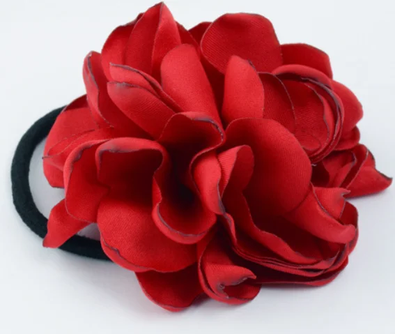 Burned Edge satin flower hair tie