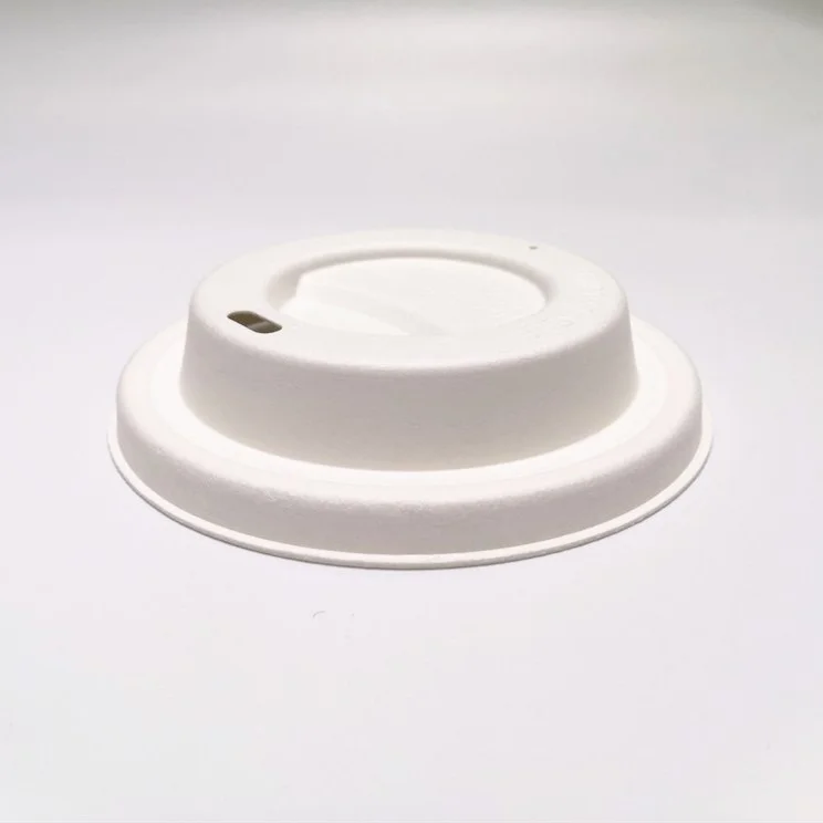80mm Sugarcane Bagasse Cup Lid One-use Paper Lid Biodegradable Bagasse Coffee Cup Lid