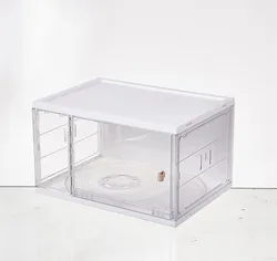 New style Plastic Stackable Foldable Clear sneaker box Rotating design Display Box Organizer of Shoes Storage Boxes