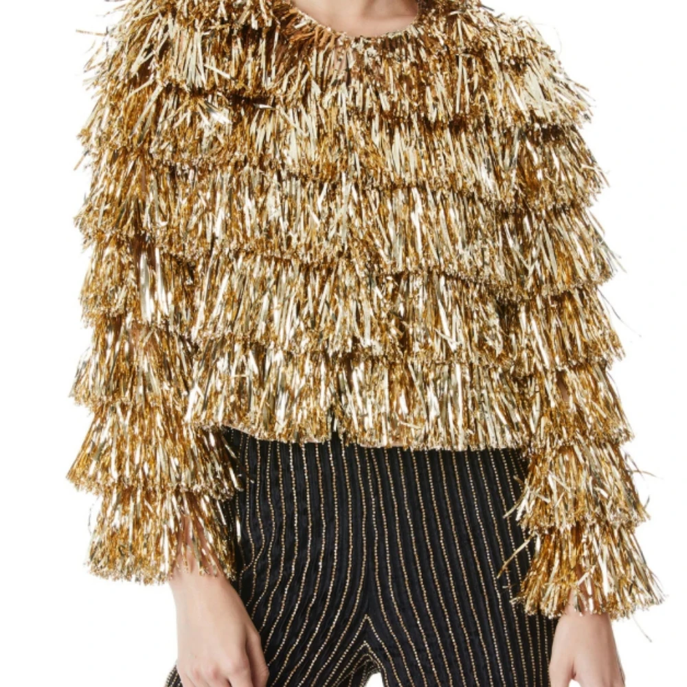 gothic Jedi Outfit Men Black Tinsel Fringe Jacket Burning Cape Festival Costume Rave Disco Burning Cape Stage Performance