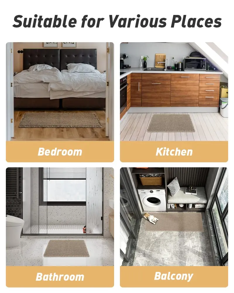 Waffle Bath Mats Super Absorbent Non Slip Bath Mats for Bathroom Floor Machine Washable Bathroom Rugs with Tassels