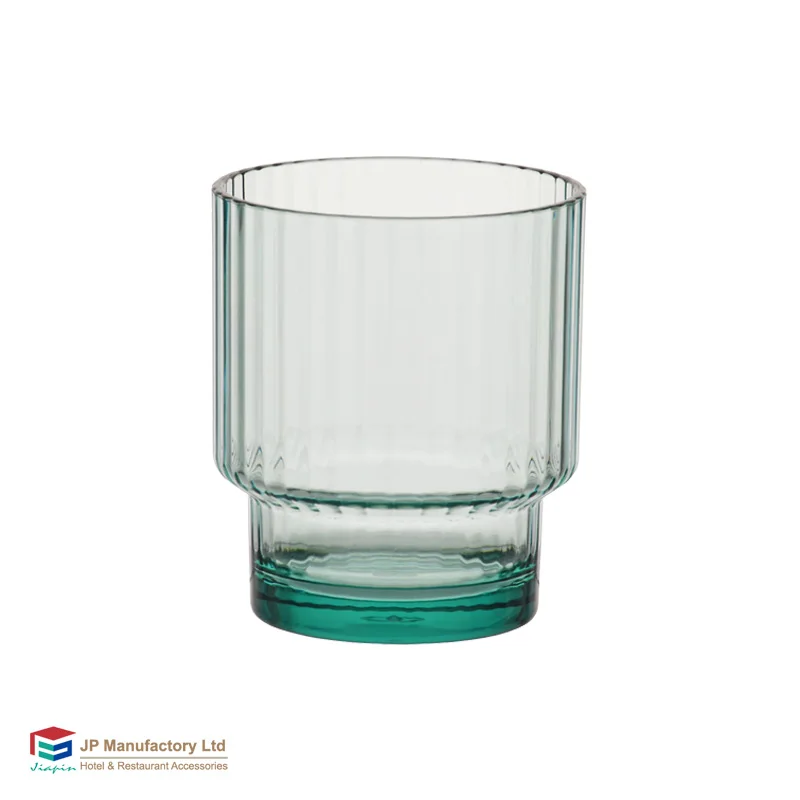 Customized Color 330ml Vertical Stripes Design Drinking Glass Cup Unbreakable Plastic Tumbler Water Glass