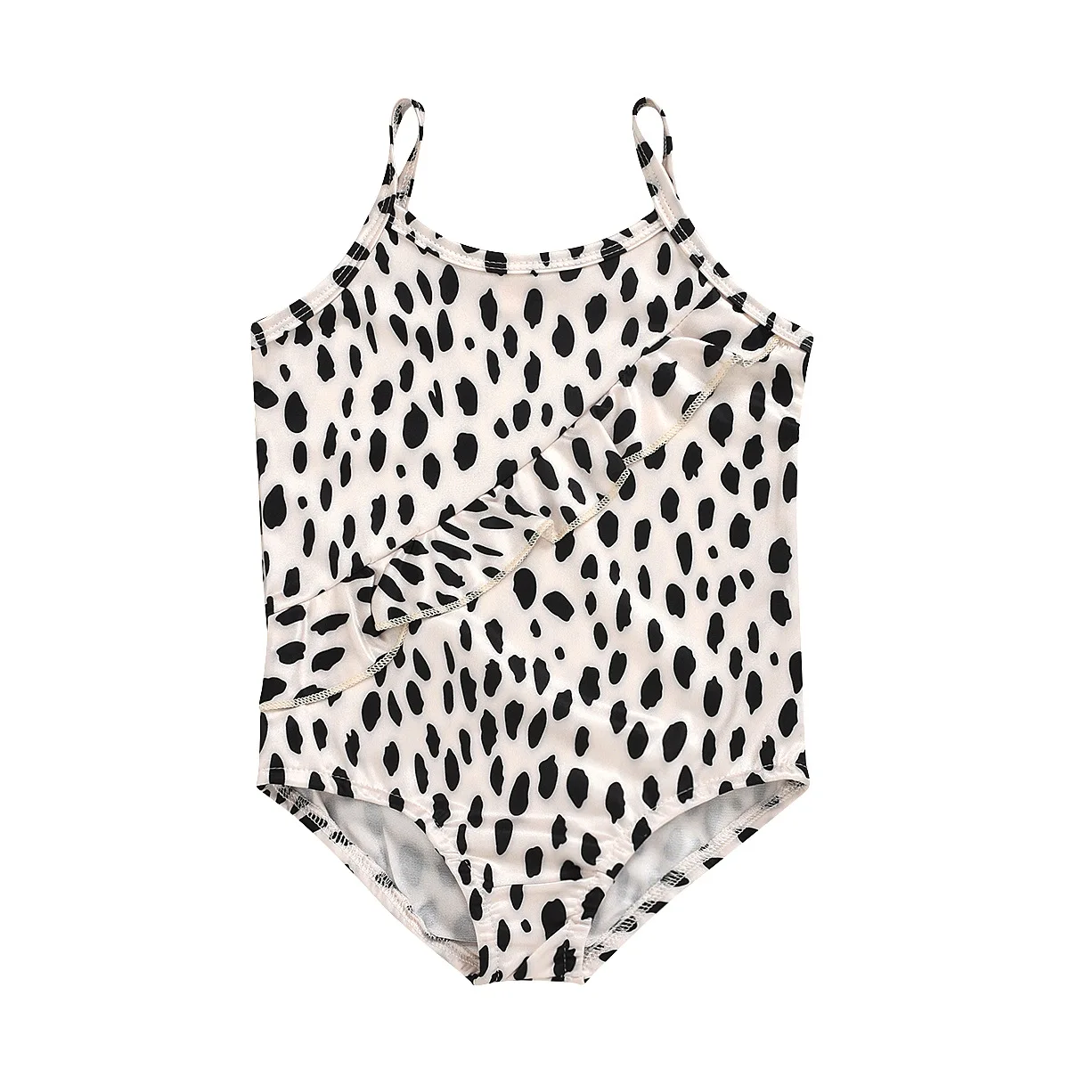 Toddler Baby Girls Leopard Swimsuit Ruffled Sleeveless Swimwear One-Piece Beachwear Bathing Suit
