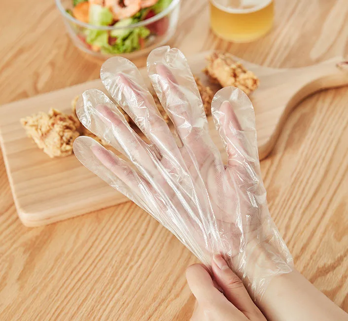 Restaurant Clear Poly Glove Easy Work PE Sanitary Cleaning Clear Disposable Plastic Gloves