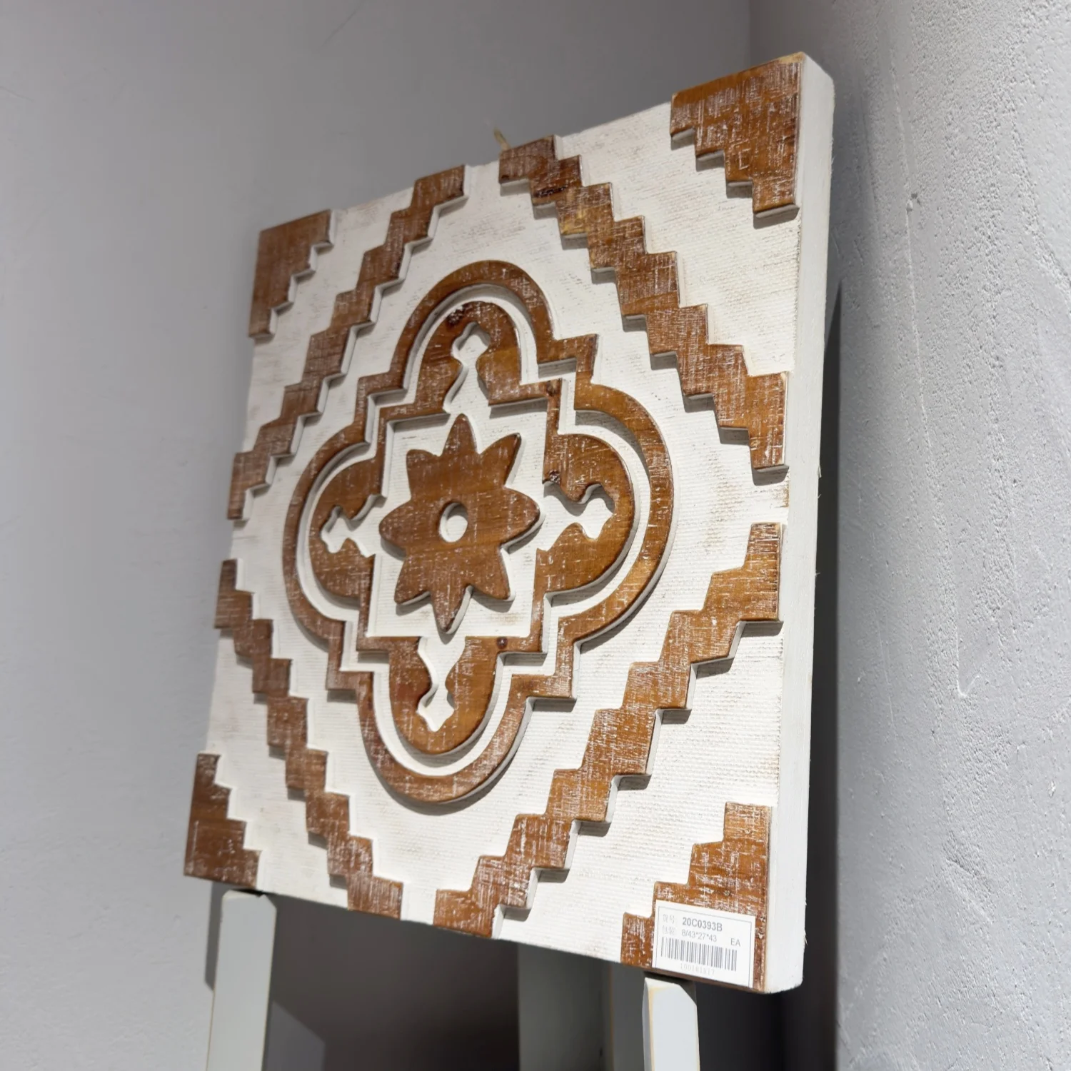 Square White Wall Hanging Brown Pattern Wall Decoration Items Home Bedroom Living Room Wall Art Decoration