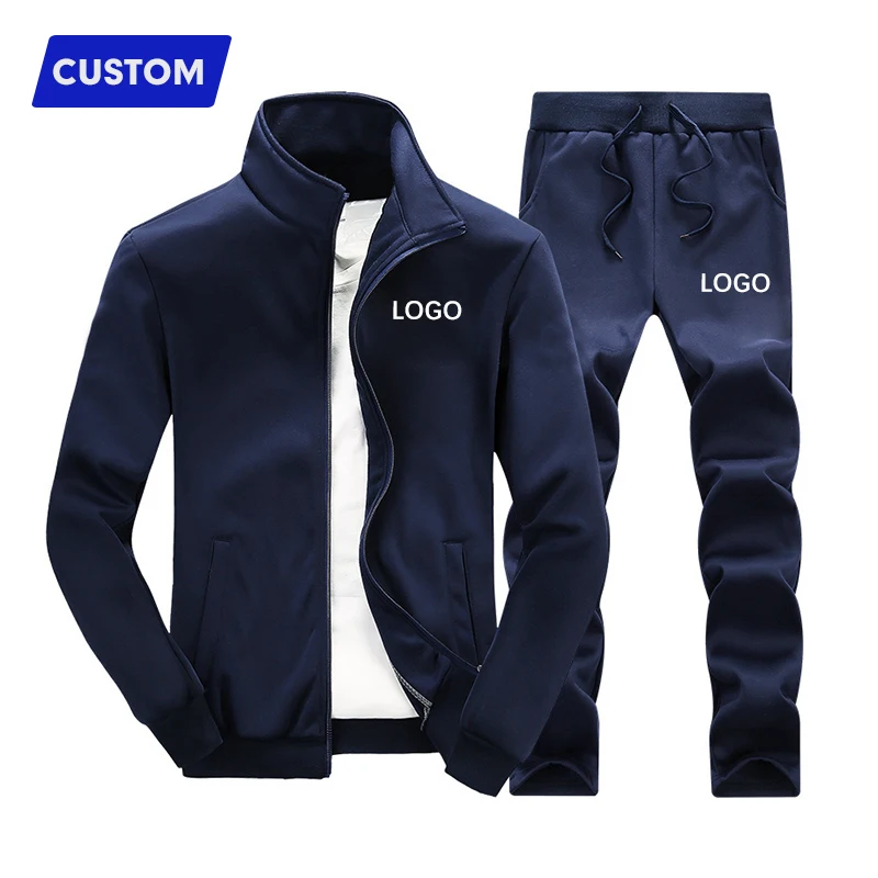 Hot sale two piece solid color coat trousers men jogger sweatsuits customization sweatshirt tracksuit for spring and autumn