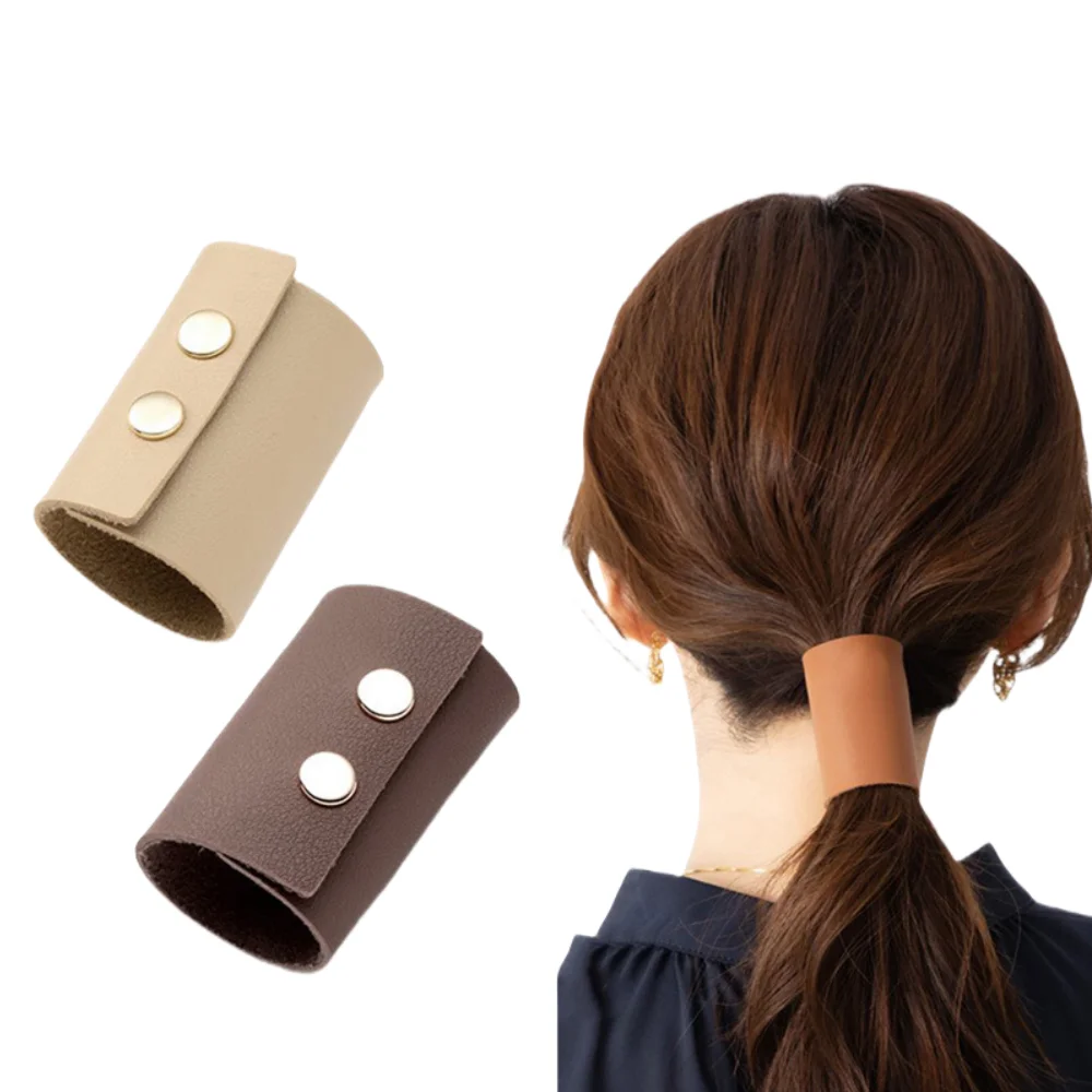 Custom Korean Leather Fabric Hair Band with Hair Hook Elegant Hair Cuffs Accessory