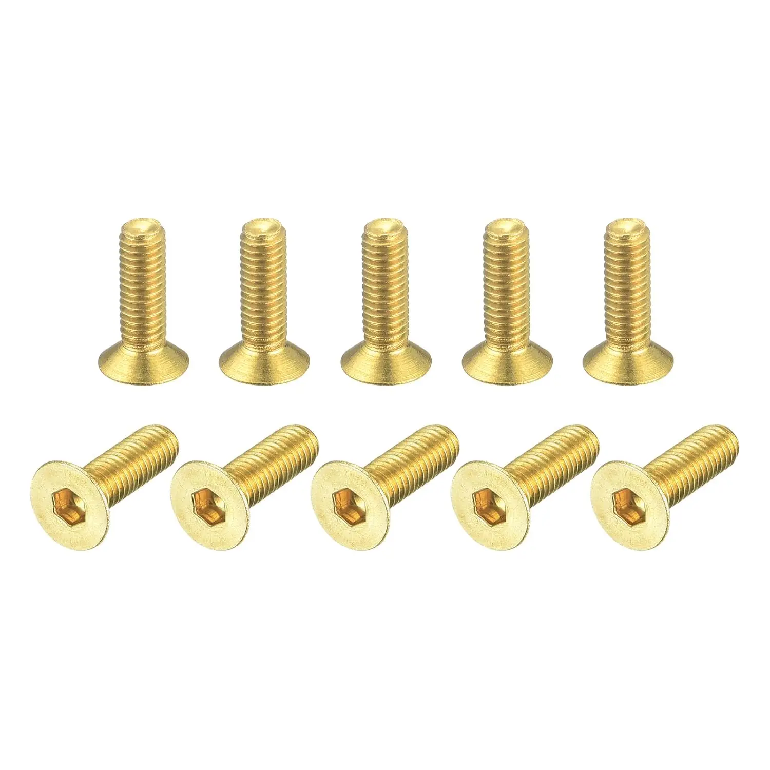 Wholesale Factory Price Flat Head Socket Cap Screws, M3-0.5 x 10mm Brass Inner Hex Drive Fasteners Bolts