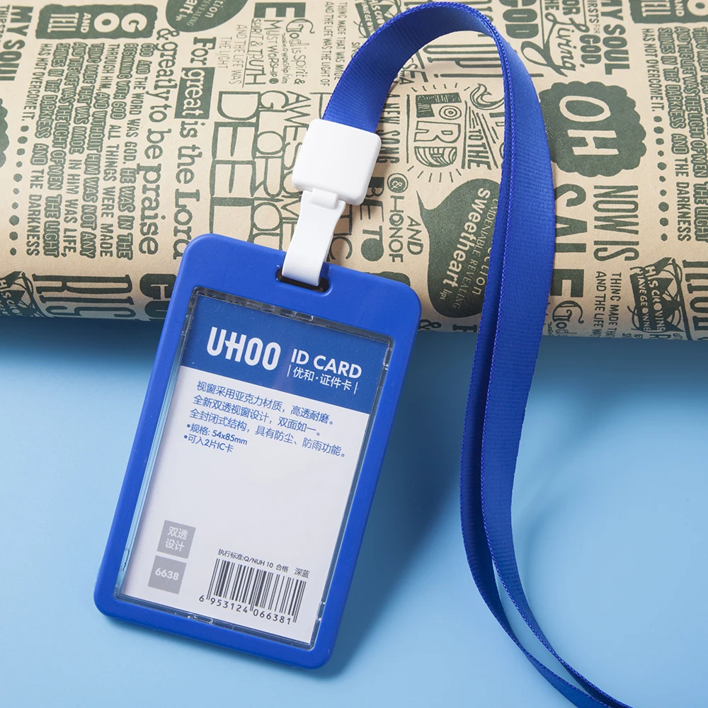 Roust Custom Gift Dual-Sided Transparent Acrylic Badge Card Holder with Lanyard Work & Credit Card Use Custom Logo Low MOQ