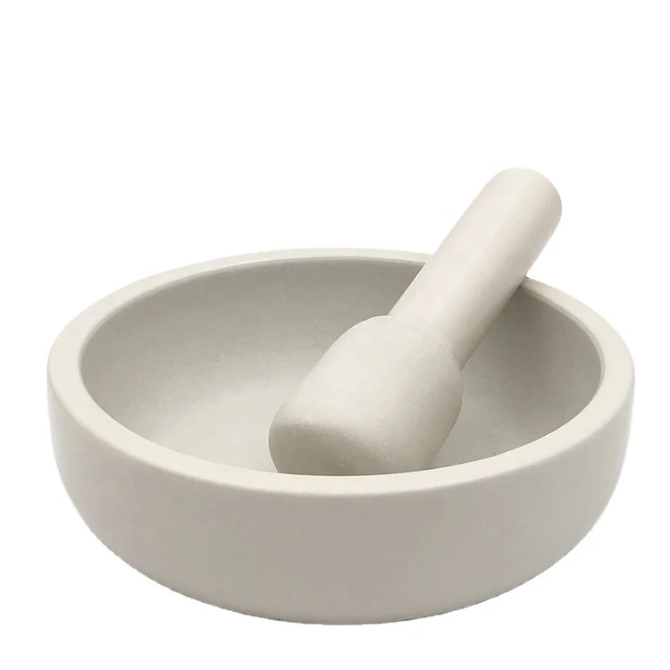 Pure color ceramic pestle and mortar