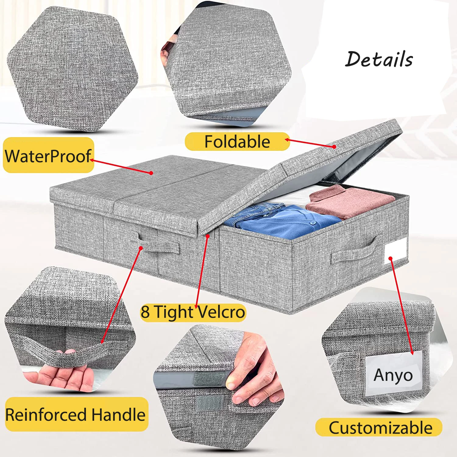 Wholesale Customizable Popular Under-Bed Storage Boxes Kids Clothes Storage Seasonal Under bed Storage