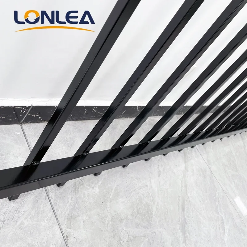 High quality wholesale black curved spear top steel fencing designs wrought iron fences for houses