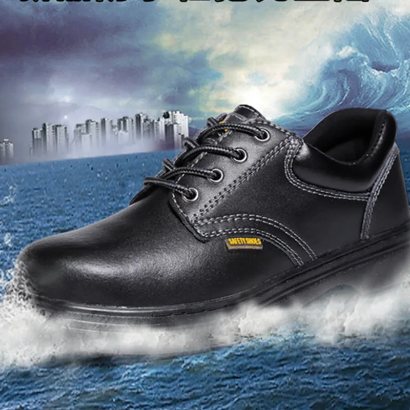 Wholesale CE Certificated Men Waterproof Non Slip Anti Vibration Steel Toe Cap Embossed Leather Industrial Safety Shoes