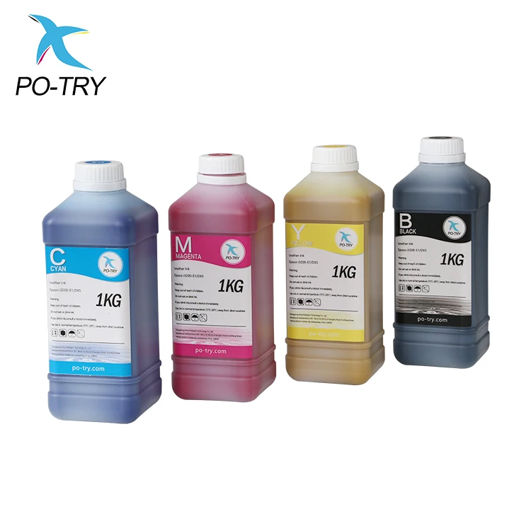 PO-TRY хорошее качество 1L CMYK цвет кожи цифровой струйный принтер чернила анти-УФ Водонепроницаемые кожаные