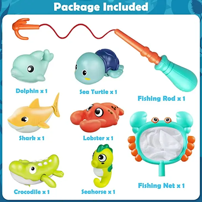 Игрушки для ванны игры рыбалки с рыбной сеткой Детские водные игрушки бассейна детей
