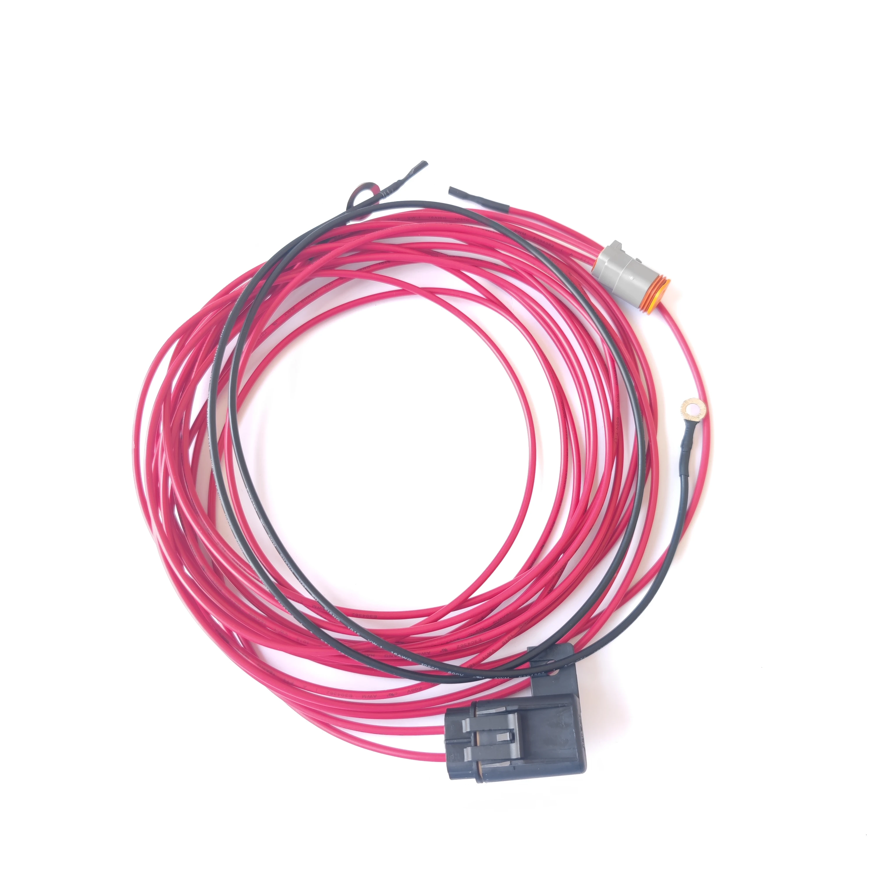 Изготовленный на заказ 16awg жгут проводов для морской батареи с 2-контактным гнездовым разъемом Dt Deutsch Dt06-2s и рядным держателем предохранителей