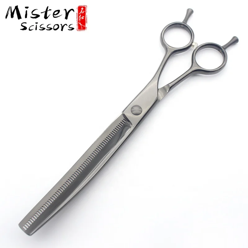 
Black Titanium Professional Pet Dog Grooming Curved Thinning Scissors 7.25 inch 440C Stainless Steel 