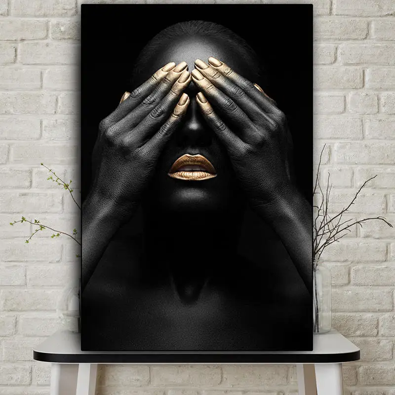 African Art Woman Oil Painting on Canvas Cuadros Posters and Prints Scandinavian Wall Picture for Living Room