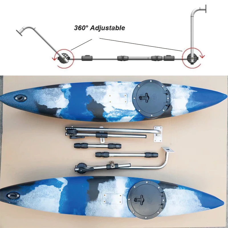 Roto moulding kayak stabilizer floats Adjustable and Swivel 38cm to 53cm Canoe Kayak Outrigger Float Fishing kayak stabilizer