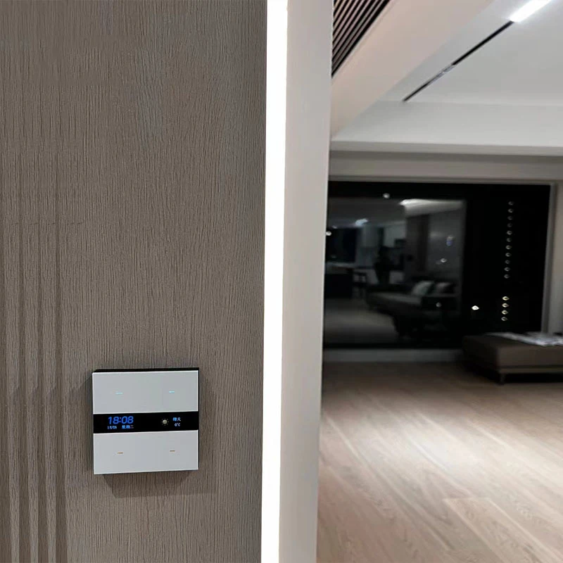 Оптовая продажа смарт-переключатель Tuya zigbee Беспроводное управление настенный светильник для дома с ЖК-дисплеем время дата изменяемое название погоды