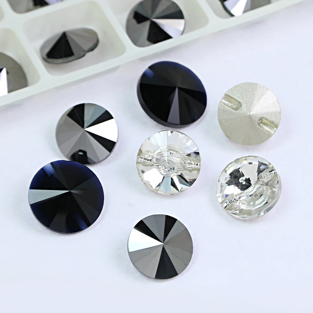Crystal glass fancy buttons with 2 holes for garment accessories