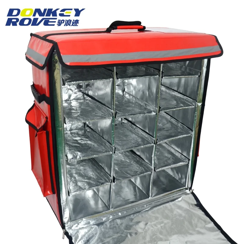 Aluminum foil inner 1680D outer material pizza thermal insulation delivery bag factory customized