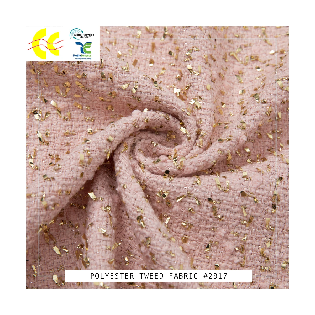 Best Selling Stock Fancy Polyester Lurex Tweed Fabric For Coat  Women Suit