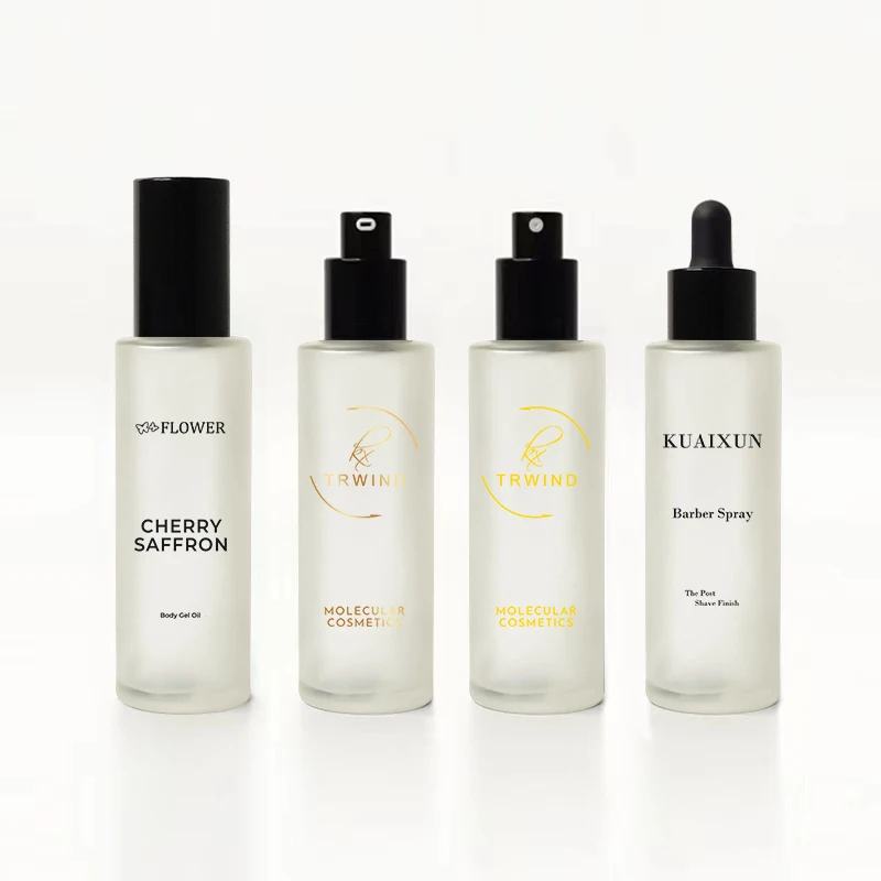 Flacon Cosmetique Luxe Avec Bouteille Verre De Serum Tete Huile Pompe Essence Contenant Vide Emballage Cosmetique