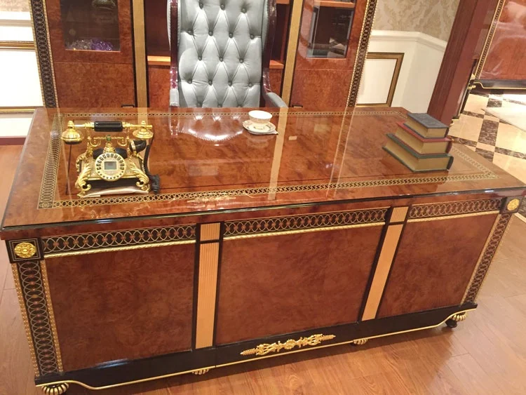 luxury executive office furniture set office desk in shiny natural veneer