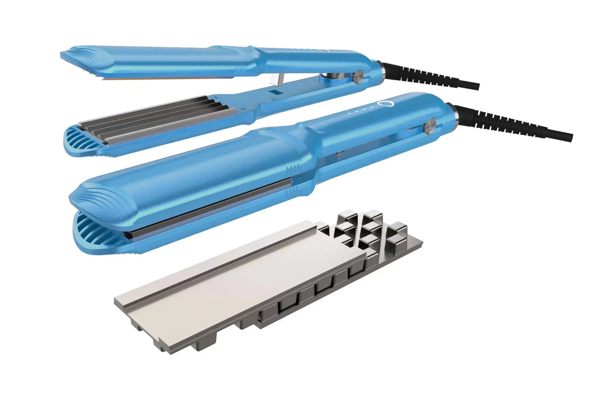 3D grid hair straightener 3 kinds plates interchangeable wide plate flat iron