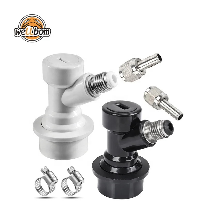 Ball Lock Keg MFL Disconnects Kit, Keg Fittings with Stainless Steel Swivel Nuts 5/16 Gas, 1/4 Liquid Barbed & Worm Clamp