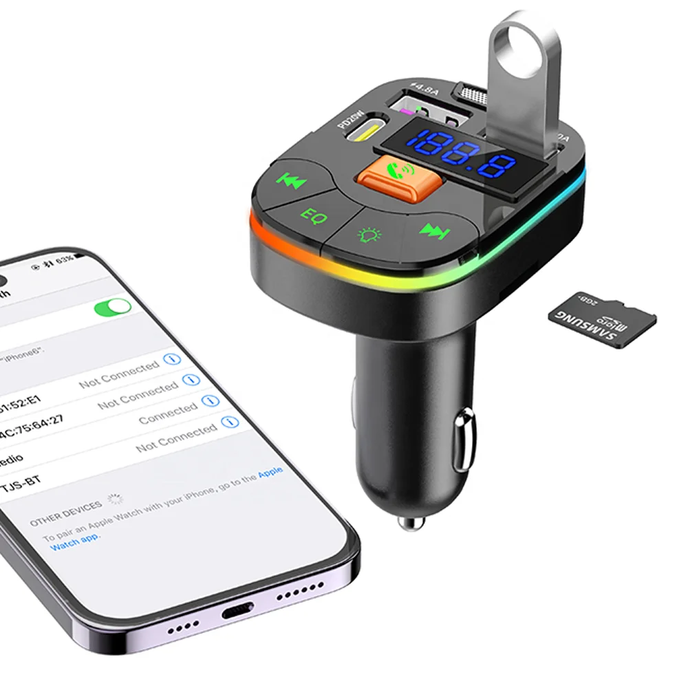 FM transmitter bluetooth PD USB Car Phone Charger Dual USB PD Type C Car MP3 Player Charger car fm transmitter bluetooth