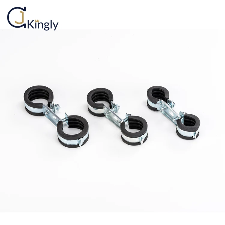 High quality sound insulated parallel double rubber pipe clamps for two pipes