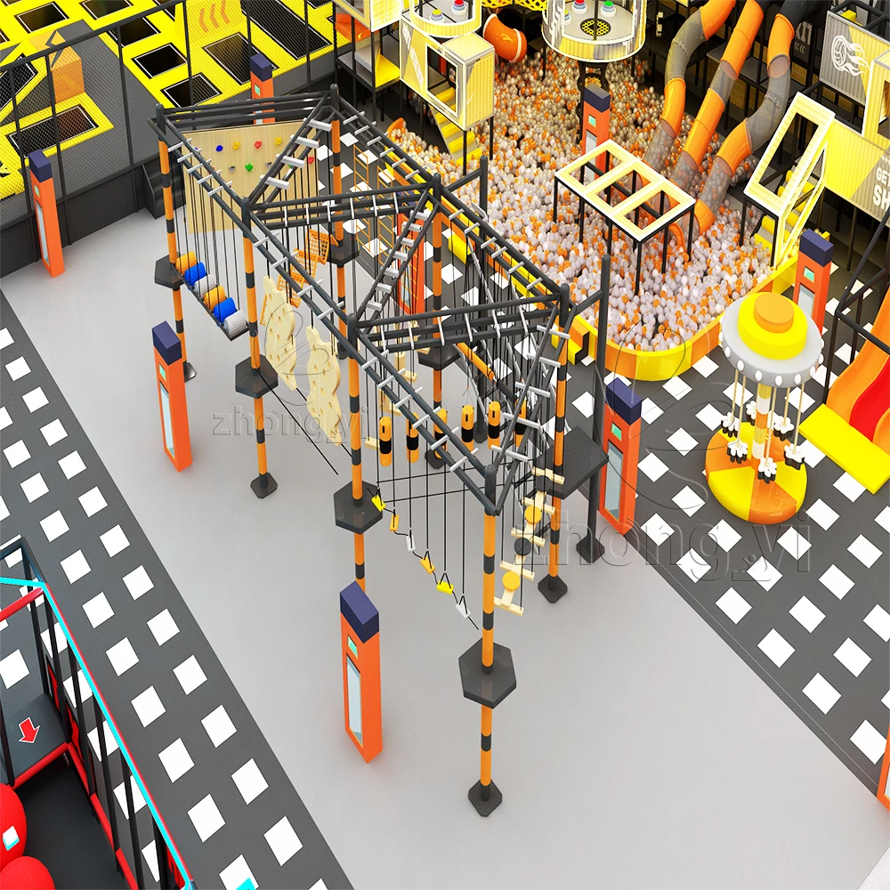 China custom commercial big indoor jump park playground trampoline park with ninja warrior course