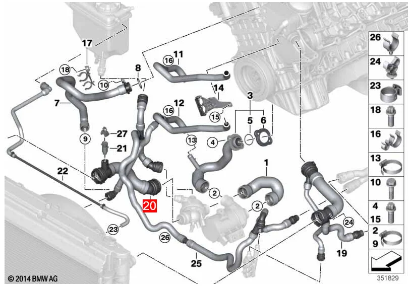 Car engine coolant hose radiator water hose 17127580962 FOR BMW 5/6/7 series F01/F02/F07/F10/F11/F18