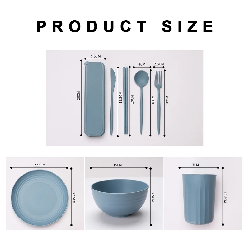 High quality fresh new wheat straw bowl cup plate set home dinner plate dinner bowl Wheat Straw Dinnerware Set